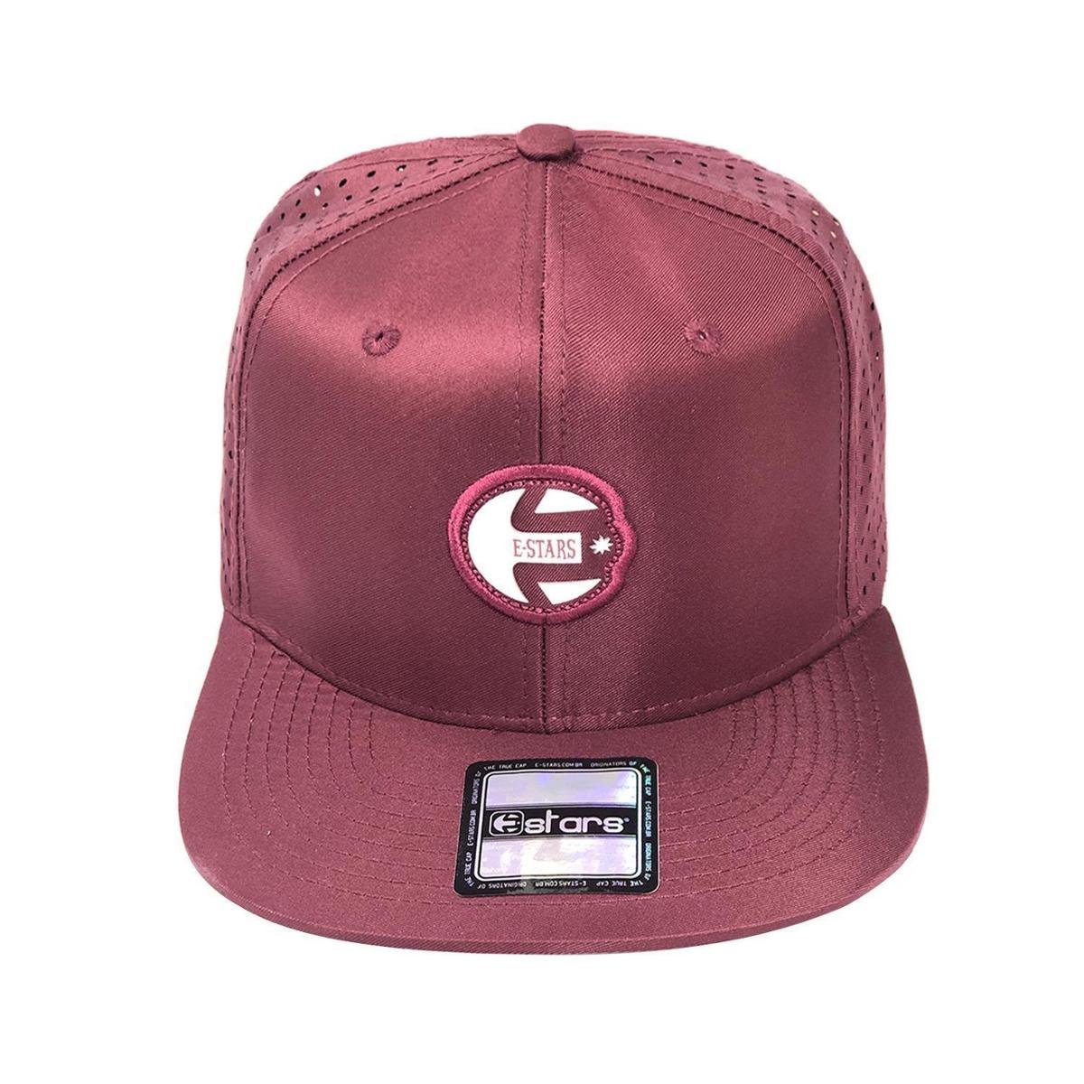 Bone Snapback Aba Reta Microfibra Peletizada Vinho Est-327 E-stars
