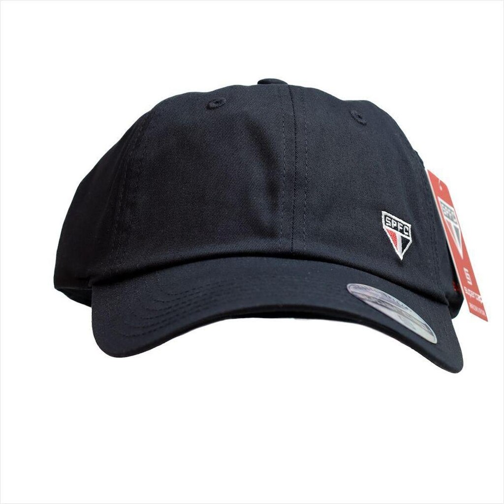 Boné SuperCap São Paulo Bordado Preto Aba Curva Ajustável