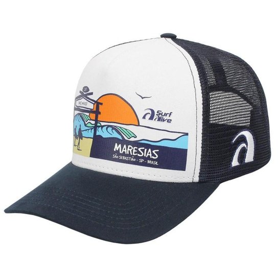 Boné Surf Alive Maresias Trucker Azul - Azul Menor preço em Boné Surf Alive Maresias Trucker Azul - Azul