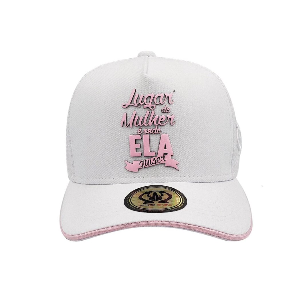 Bone Trucker Rhino Size Branco Sanduiche Rosa