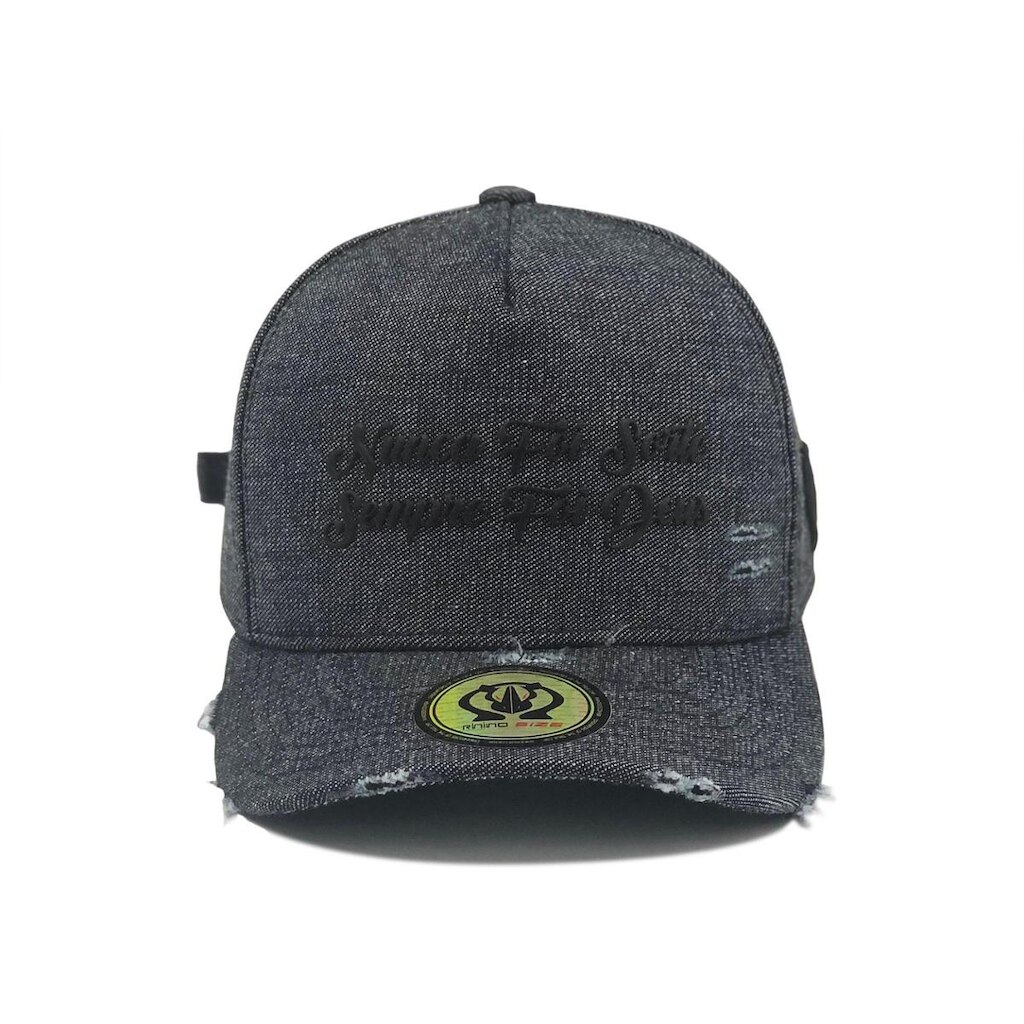 Bone Trucker Rhino Size Jeans Preto Com Puidos