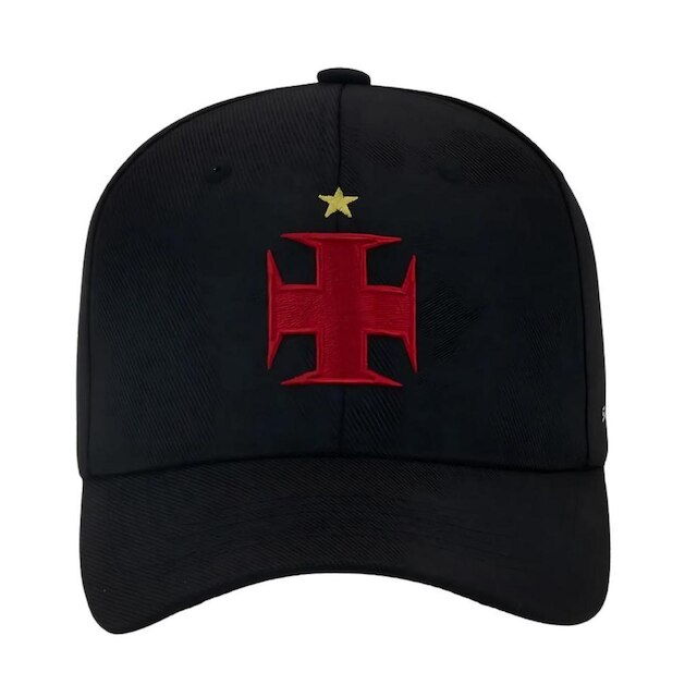 Boné Vasco Bordado Cruz de Malta Aba Curva Preto Licenciado