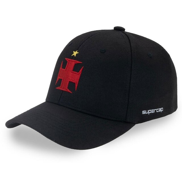 Boné Vasco Da Gama Cruz de Malta Vermelho em Preto Supercap