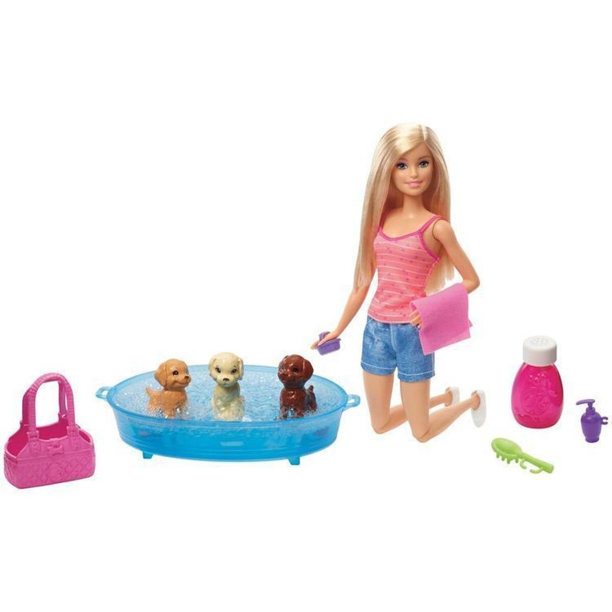 Boneca Barbie Banho de Filhotinhos com Acessórios | Netshoes
