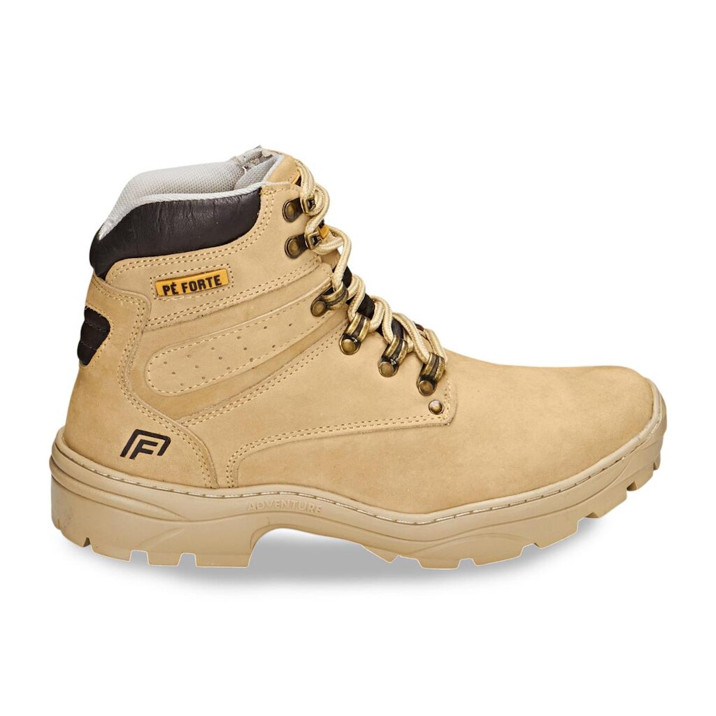 Bota Adventure Coturno Masculino Em Couro Marfim Resistente e Durável Com Solado Resistente