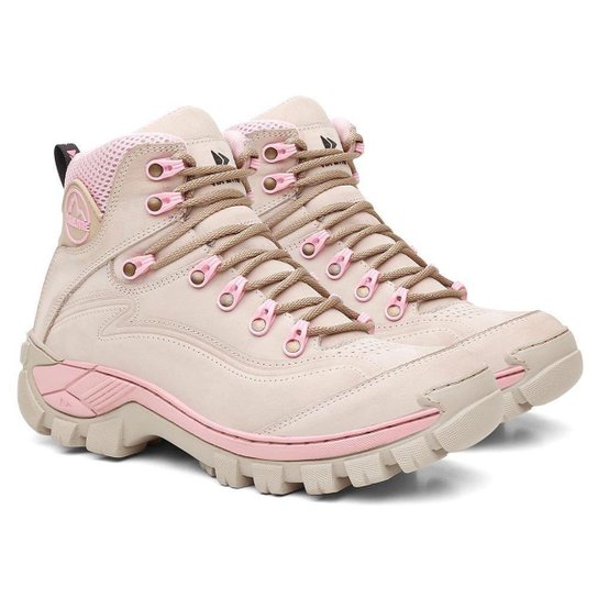 Bota Adventure Feminina Trilha e Trekking Cano Curto Coturno Feminino Couro Legitimo