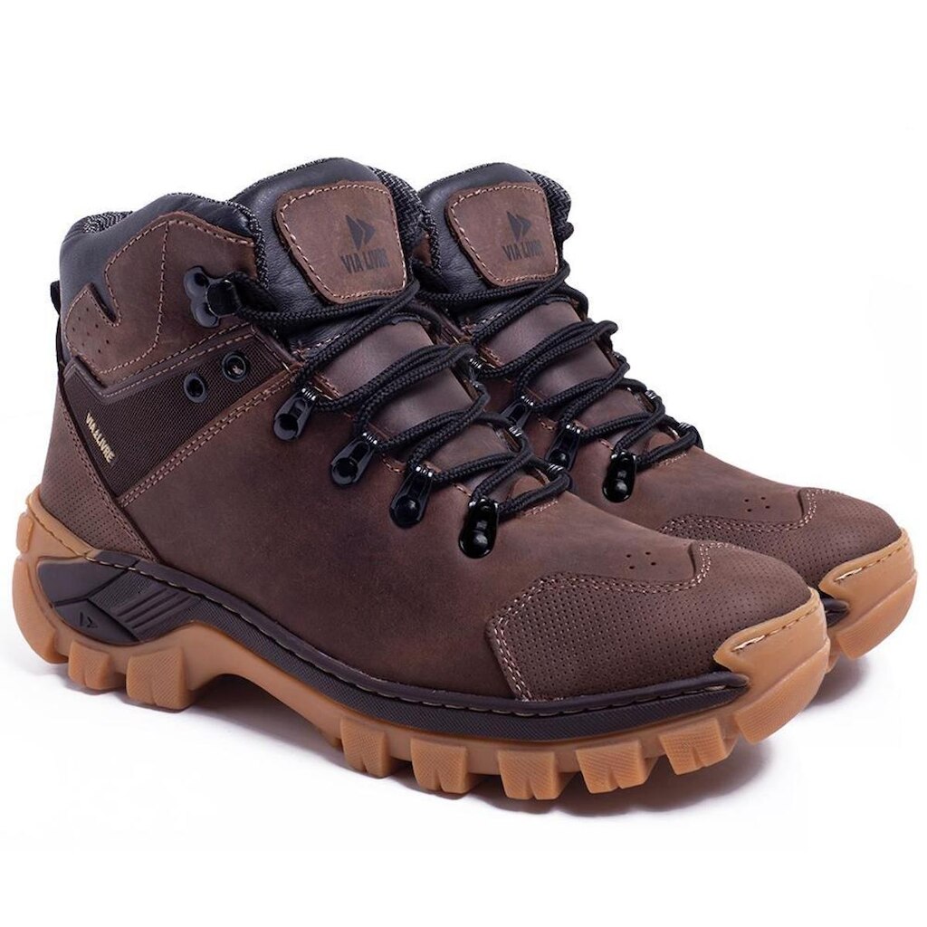 Bota Adventure Masculina Cano Baixo Couro Legítimo Resistente Ideal para mato Terra e Caminhada Leve