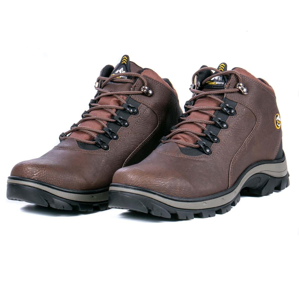 Bota Adventure Masculina Cano Medio Marrom Menor preço em Bota Adventure Masculina Cano Medio Marrom