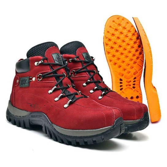 Bota Adventure Vermelho em Couro Tank - Vermelho Menor preço em Bota Adventure Vermelho em Couro Tank - Vermelho