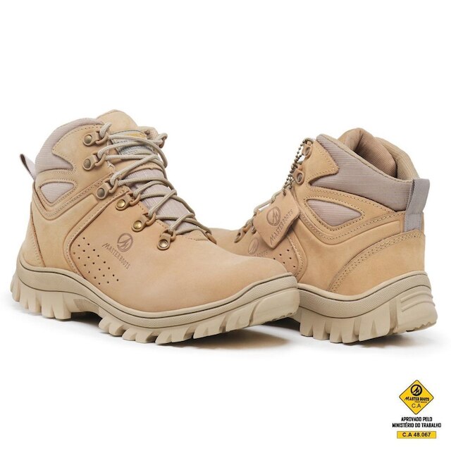 Bota Arizon Couro Masculina Bico de Pvc Palmilha Anatômica