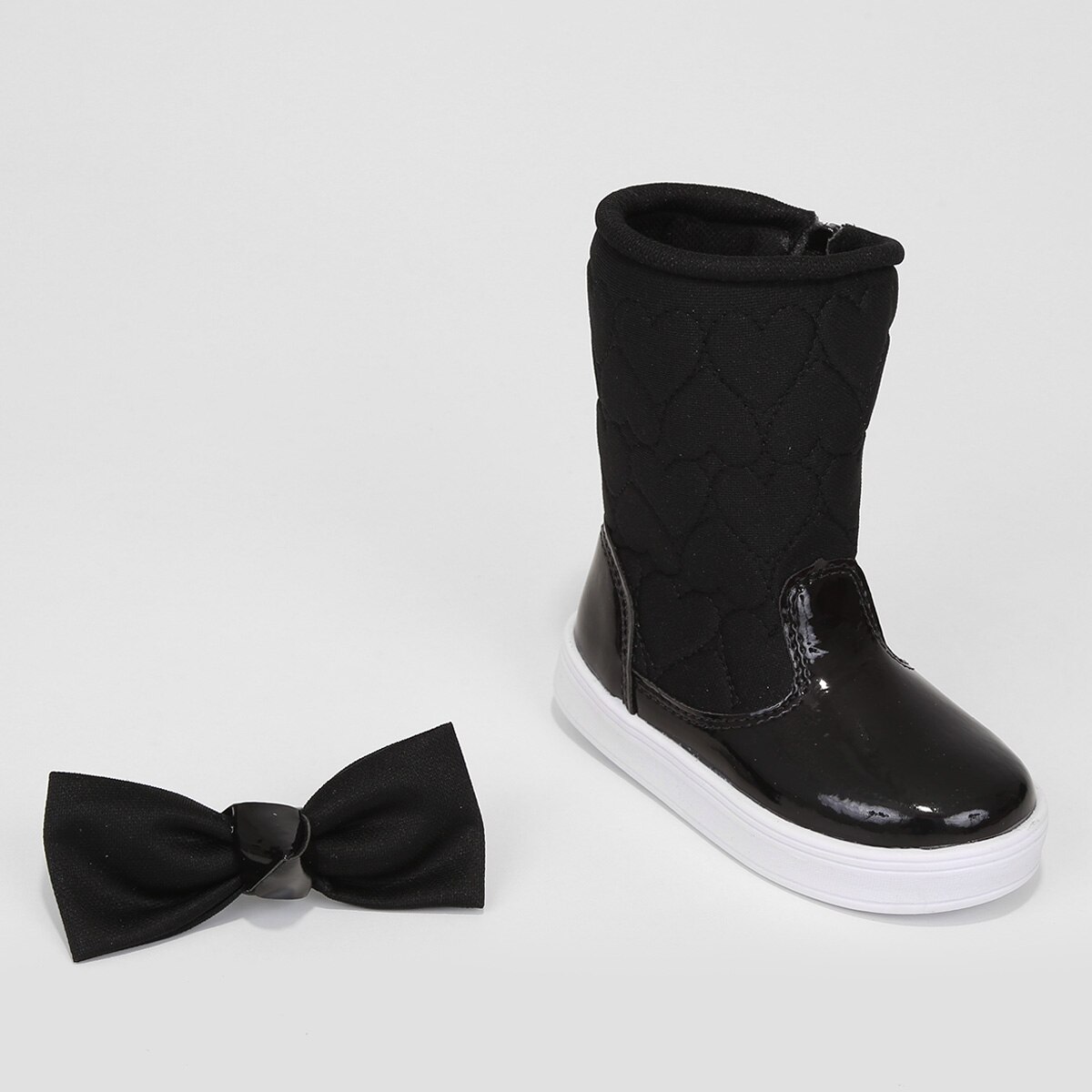 Bota Bebê Tininha Confort Baby Corações com Laço de Cabelo Menina - 1