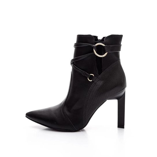 Bota Bebece Coturno Com Salto Alto e Tiras Elasticas - T6114-023 - Preto Menor preço em Bota Bebece Coturno Com Salto Alto e Tiras Elasticas - T6114-023 - Preto