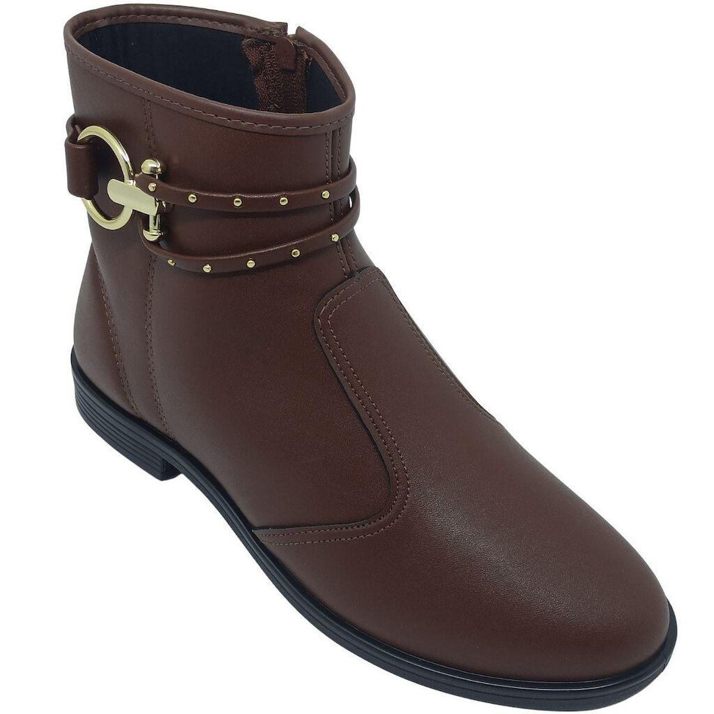 Bota Beira Rio Feminina Napa com Enfeite Dourado