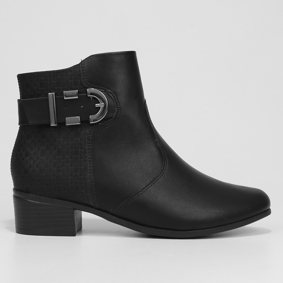 Bota Biker Comfortflex Cano Baixo Feminina - Preto | Netshoes