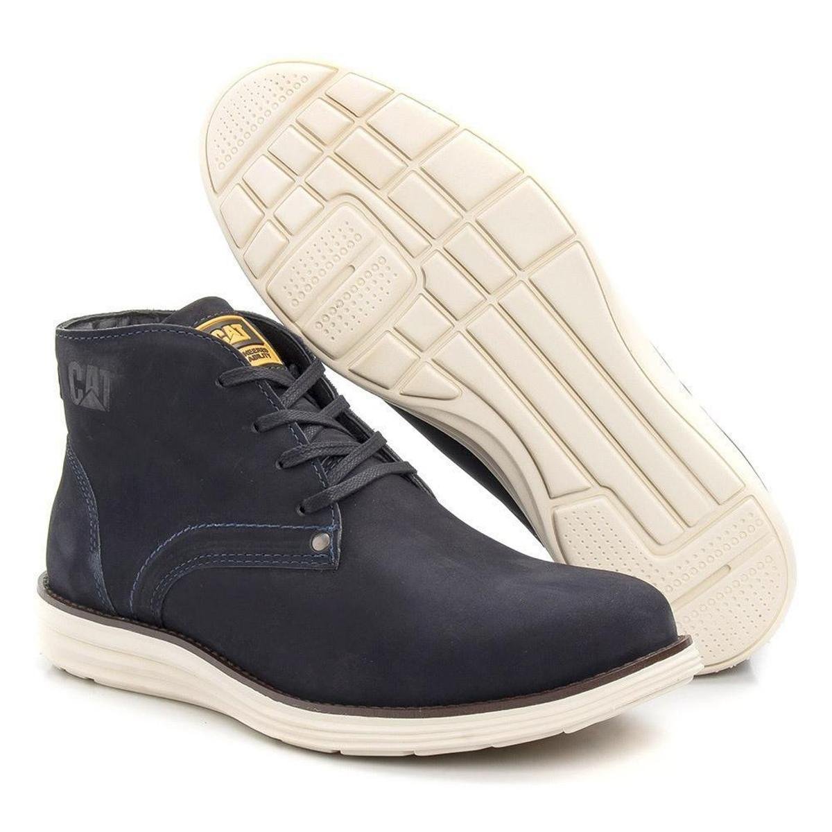 Bota Botina Coturno Masculina CAT em Couro Marrom Netshoes