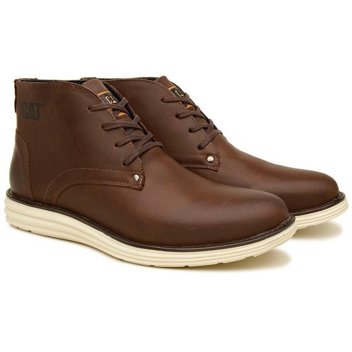 Bota Botina Coturno Masculina CAT em Couro Marrom Netshoes