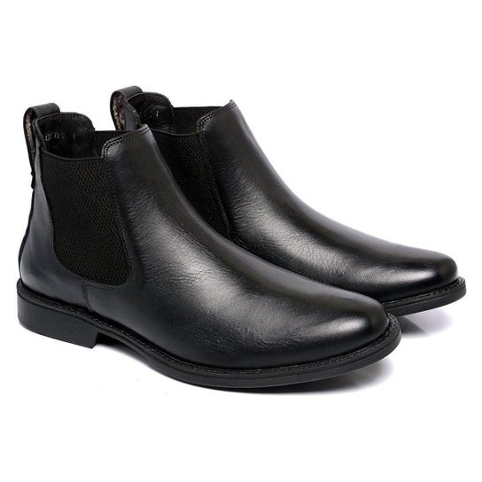 Bota Botina Masculina Chelsea em couro Premium - Preto Menor preço em Bota Botina Masculina Chelsea em couro Premium - Preto