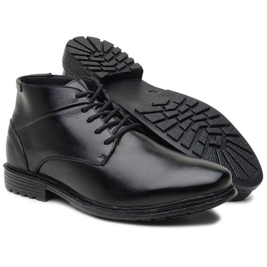 Bota Botina Masculina Social Couro Solado Borracha Casual - Preto Menor preço em Bota Botina Masculina Social Couro Solado Borracha Casual - Preto