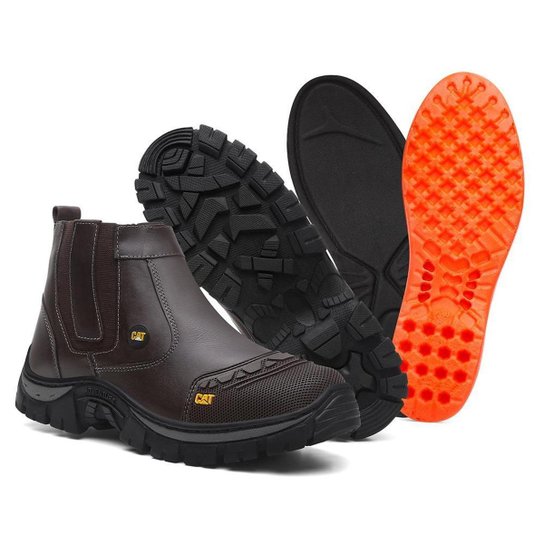 Bota Botina Masculino CAT em Couro Resistente Confortavel - Cafe Menor preço em Bota Botina Masculino CAT em Couro Resistente Confortavel - Cafe