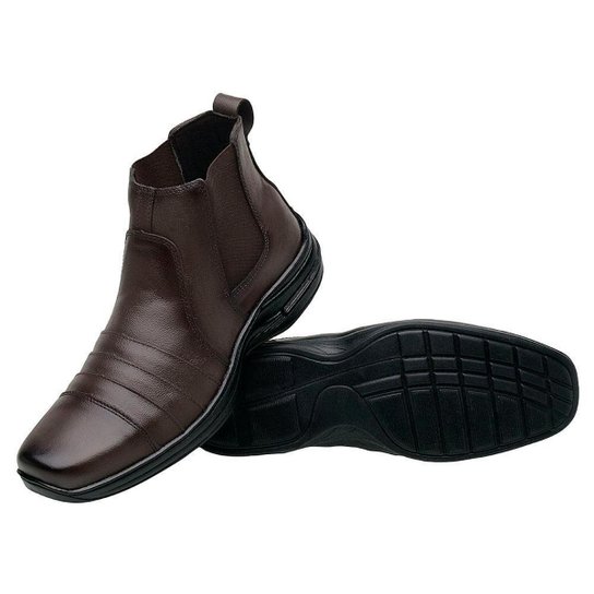 Bota Botina Masculino De Couro Legítimo Sola Antiderrapante Macia - Café Menor preço em Bota Botina Masculino De Couro Legítimo Sola Antiderrapante Macia - Café