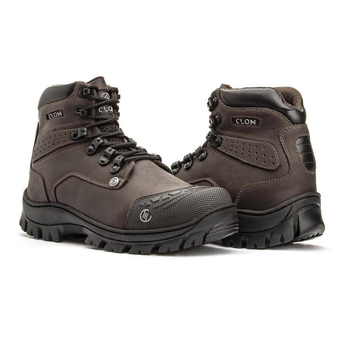 Bota Botina Segurança Epi Bico Pvc Palmilha Gel Extra Couro - Marrom Escuro  | Netshoes