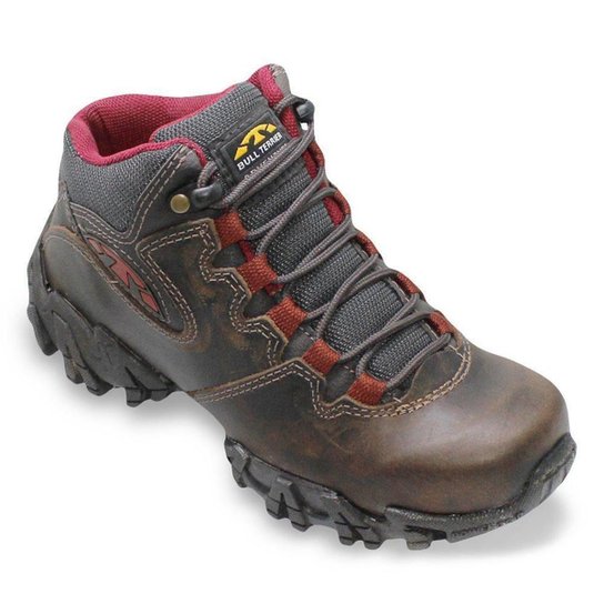 Bota Bull Terrier Bruce Lite Feminina - Marrom+Vermelho Menor preço em Bota Bull Terrier Bruce Lite Feminina - Marrom+Vermelho