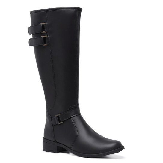 Bota Cano Alto Montaria Feminina Leve e Macia Gmm Shoes Preto