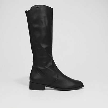 Bota Cano Alto Via Uno Recorte Têxtil Feminina - Feminino