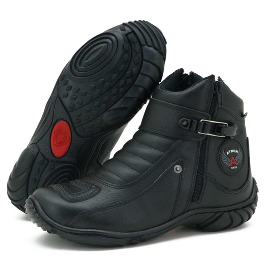 Bota Cano Curto Em Couro Para Motociclista ATRON 271 KM PTO
