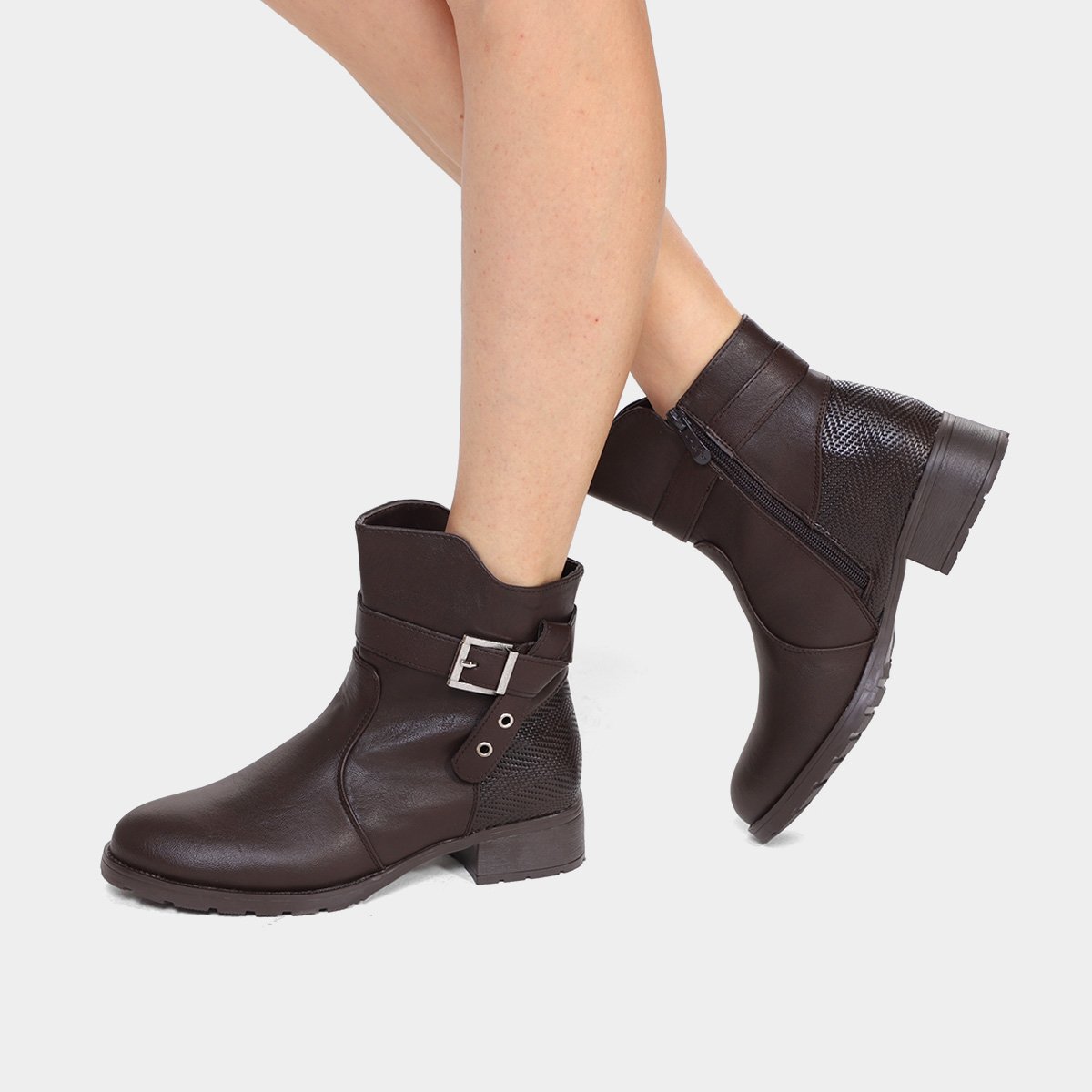 Bota Cano Curto Mooncity Fivela Feminina - 1