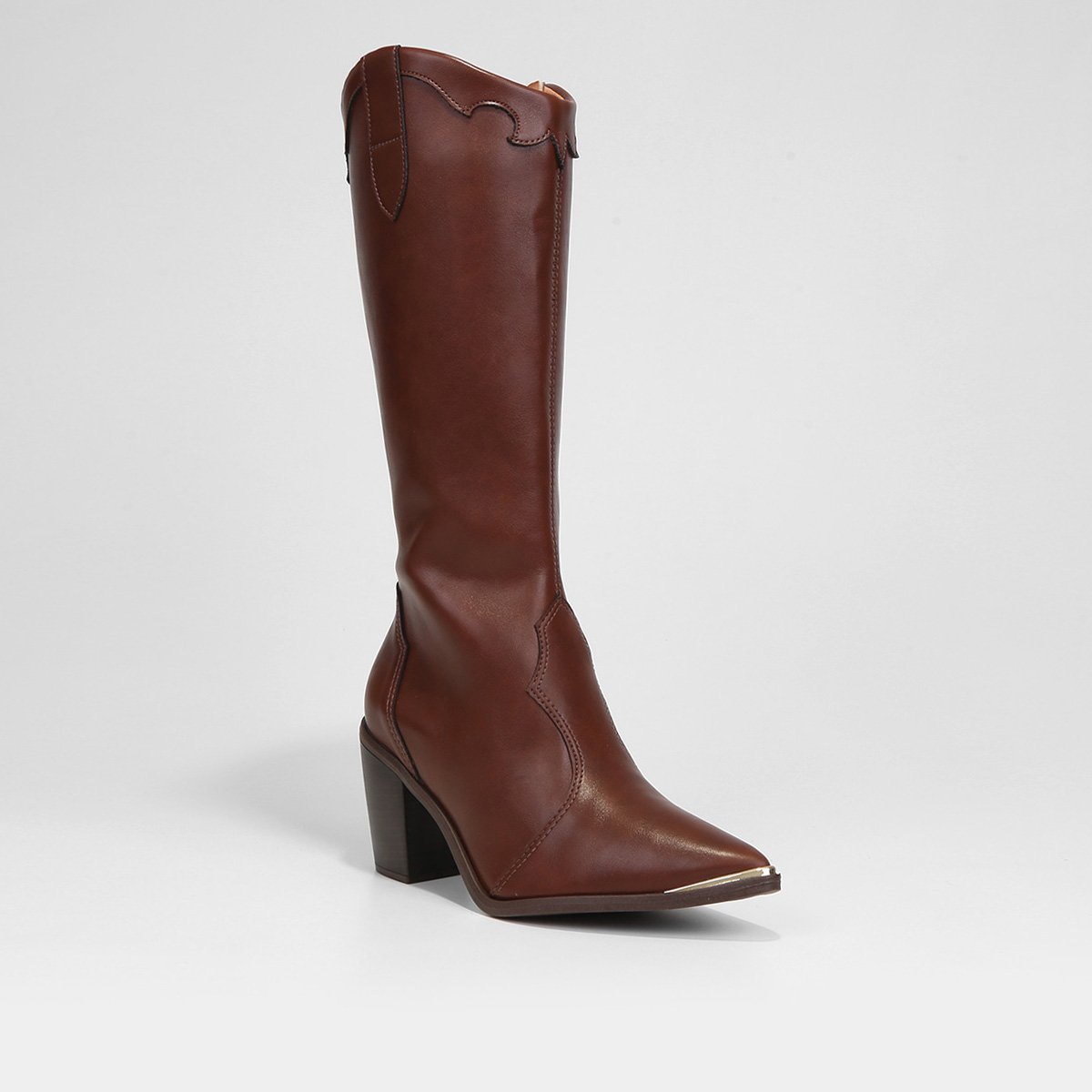 Bota Cano Longo Western Vizzano Salto Feminina Marrom Netshoes