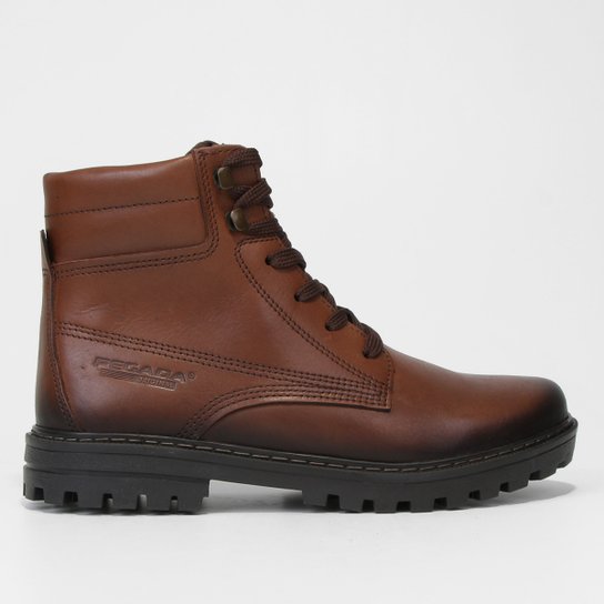 Bota Cano Médio Pegada Couro Tratorada Masculina - Marrom Claro Menor preço em Bota Cano Médio Pegada Couro Tratorada Masculina - Marrom Claro