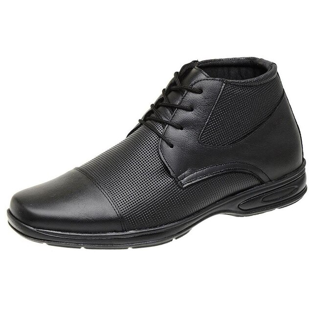 Bota Casual Masculina em Couro Cano Baixo Ortopédica Tendência Esportiva