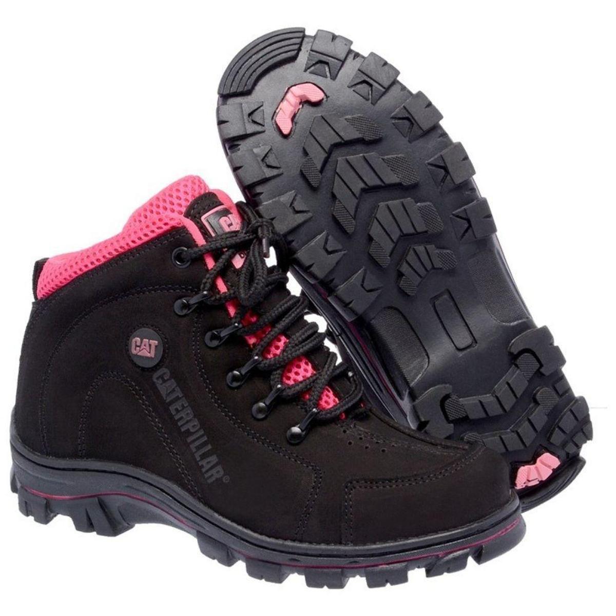 Bota CAT Feminina Confort Couro Adventure Segurança - Preto | Netshoes