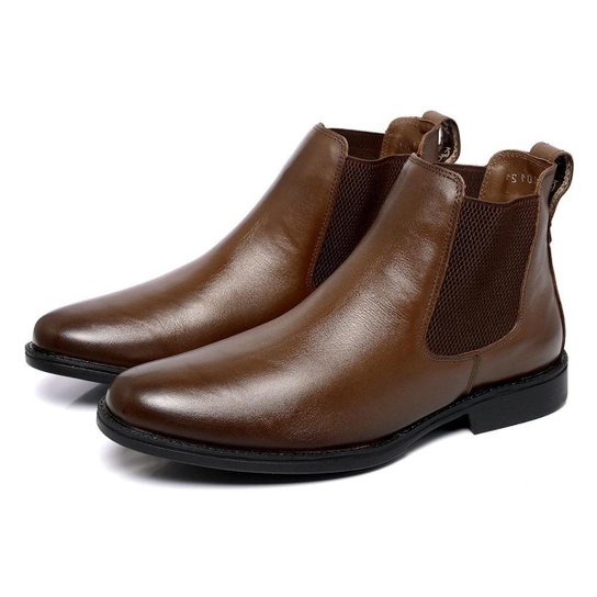 Bota Chelsea Botina Masculina Anatômica Macia e Confortável Couro Legitimo Sola em Gel 7000 - Marrom Menor preço em Bota Chelsea Botina Masculina Anatômica Macia e Confortável Couro Legitimo Sola em Gel 7000 - Marrom