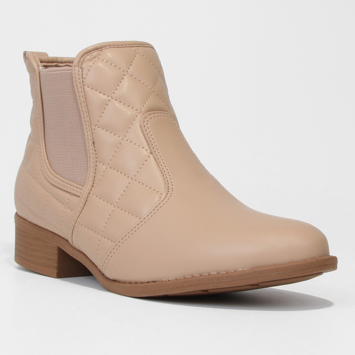 Bota Chelsea Cano Curto Modare Matelassê Feminina - Bege Claro | Netshoes
