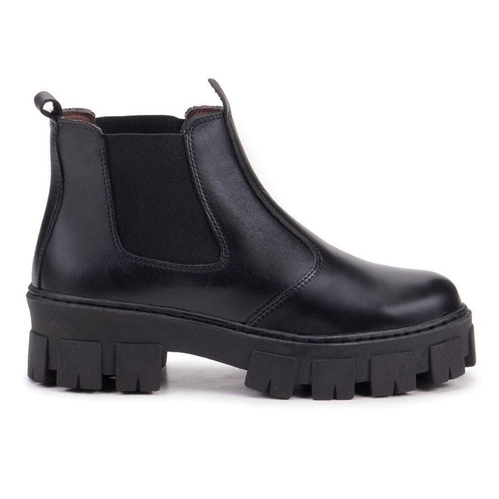 Bota Chelsea Feminina Couro Legítimo Tratorada Cano Curto