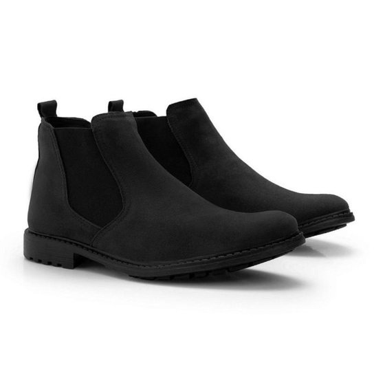Bota Chelsea Masculina Conforto Resistente Com Carteira - Preto Menor preço em Bota Chelsea Masculina Conforto Resistente Com Carteira - Preto