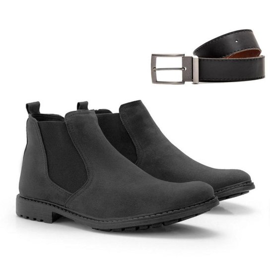 Bota Chelsea Masculina Conforto Resistente Com Cinto - Preto Menor preço em Bota Chelsea Masculina Conforto Resistente Com Cinto - Preto