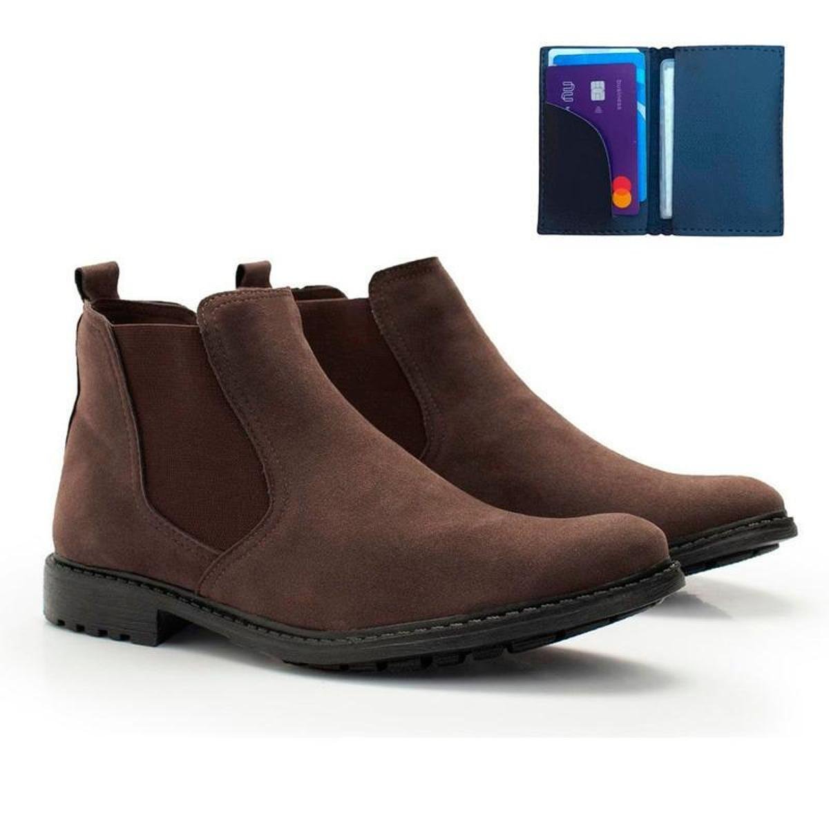Bota Chelsea Masculina Conforto Resistente Macia Com Carteira Menor preço em Bota Chelsea Masculina Conforto Resistente Macia Com Carteira