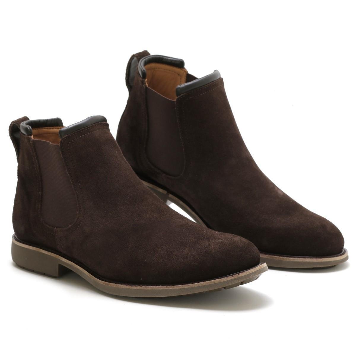 Bota Chelsea Masculina Couro Camurça Confortável Dia a Dia Menor preço em Bota Chelsea Masculina Couro Camurça Confortável Dia a Dia