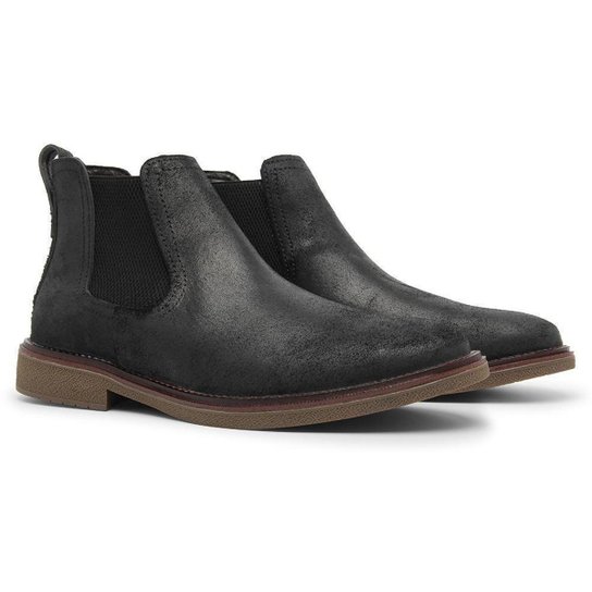 Bota Chelsea Masculina Couro Cano Baixo Conforto Macio - Preto Menor preço em Bota Chelsea Masculina Couro Cano Baixo Conforto Macio - Preto
