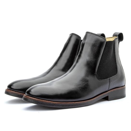 Bota Chelsea Masculina Em Couro Confortável - Preto Menor preço em Bota Chelsea Masculina Em Couro Confortável - Preto