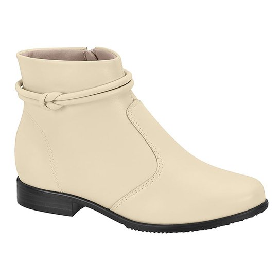 Bota Chelsea Moleca Cano Médio Feminina - Creme Menor preço em Bota Chelsea Moleca Cano Médio Feminina - Creme