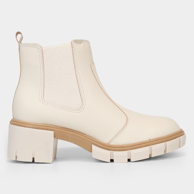 Menor preço em Bota Chelsea Moleca Tratorada Bicolor Feminina - Off White