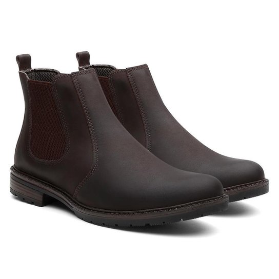 Bota Chelsea Vittal Calçados em Couro Solado Gel Costurado Masculino - Café Menor preço em Bota Chelsea Vittal Calçados em Couro Solado Gel Costurado Masculino - Café
