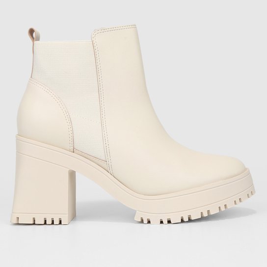 Bota Chelsea Vizzano Tratorada Feminina - Off White Menor preço em Bota Chelsea Vizzano Tratorada Feminina - Off White