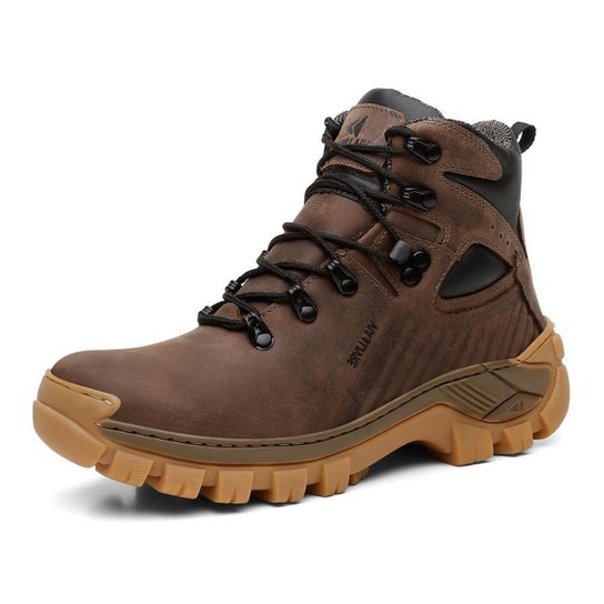 Bota Coturno Adventure Masculina Trekking Couro California - Marrom Menor preço em Bota Coturno Adventure Masculina Trekking Couro California - Marrom