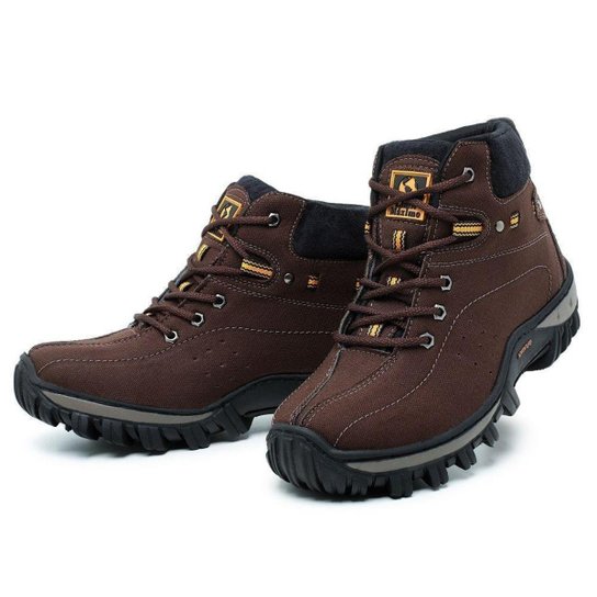 Bota Coturno Adventure Masculino Sola Tratorada com Cano Alto e Cadarço - Cafe Menor preço em Bota Coturno Adventure Masculino Sola Tratorada com Cano Alto e Cadarço - Cafe
