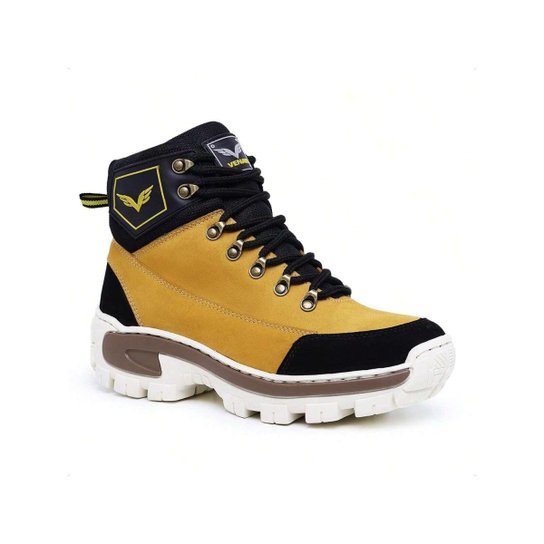 Bota Coturno Adventure Rapel Couro Masculino Palmilha em Gel Sola Costurada Tratorada Trilha